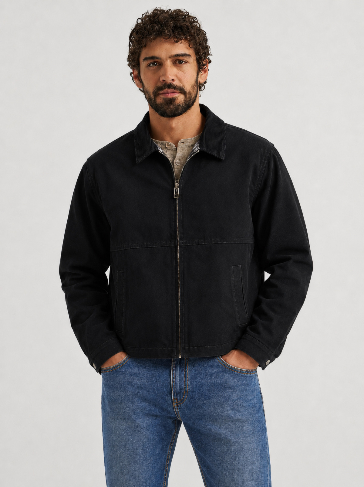 Куртка BRAVEHEART Brave worker jacket мужская чёрная твил вельветовый воротник широкая строчка