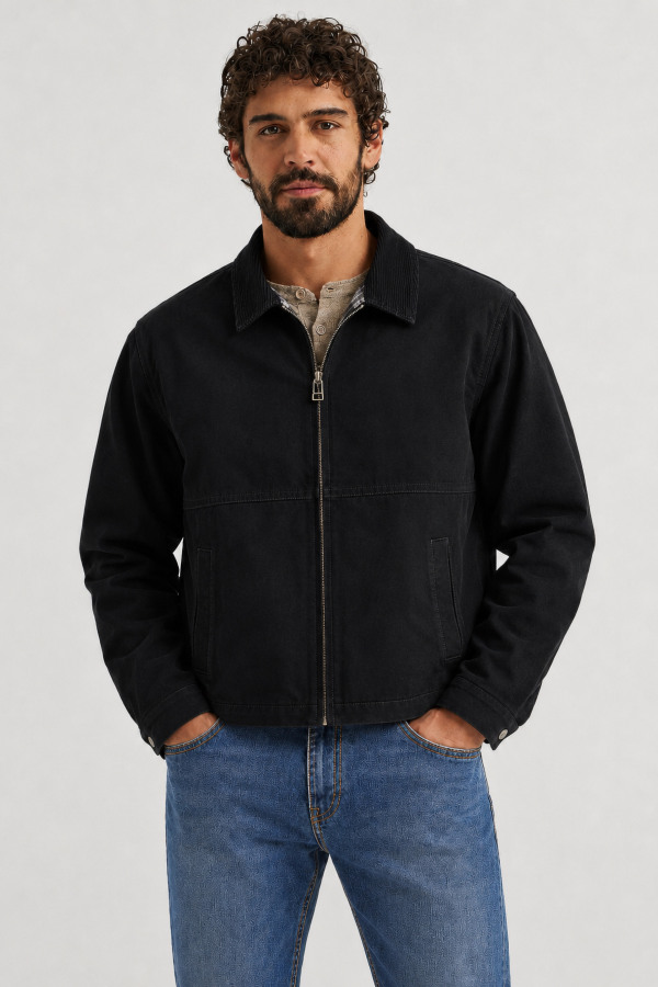 Куртка BRAVEHEART Brave worker jacket мужская чёрная твил вельветовый воротник широкая строчка